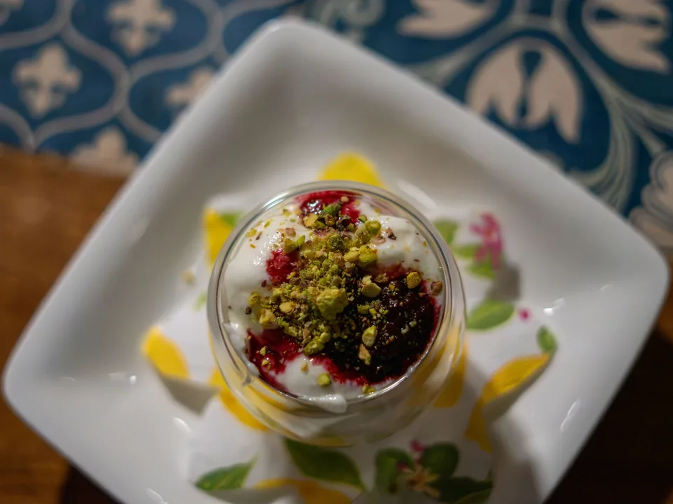 Postre de una cena mediterránea de Encuentro
